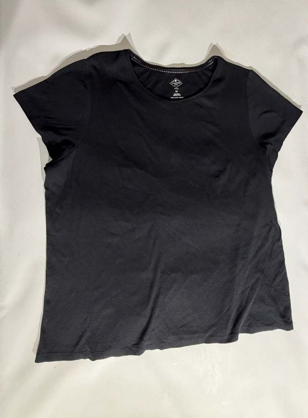 St. John's Bay Solid Black Short Sleeve T-Shirt Womens 2X